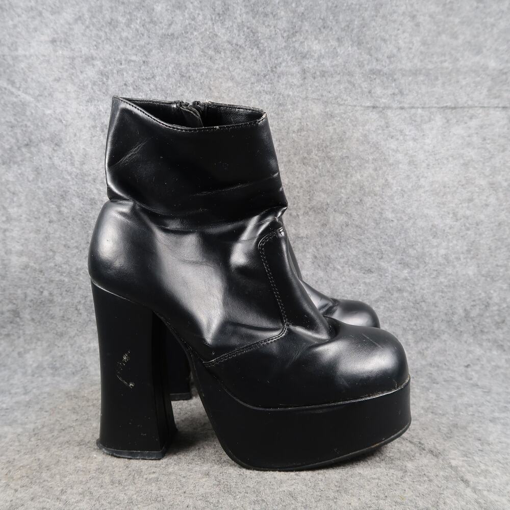 Attitude Shoes Womens 5 Fashion Boots Platform Chunky Heel Disco Retro Black